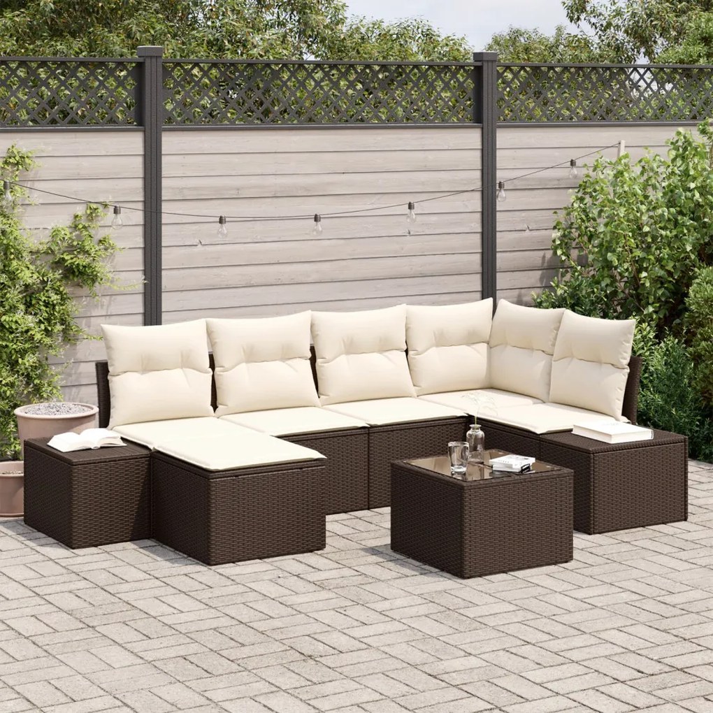 6 Darabos Kerti Kanapé Szett Párnákkal Szürke Poly Rattan