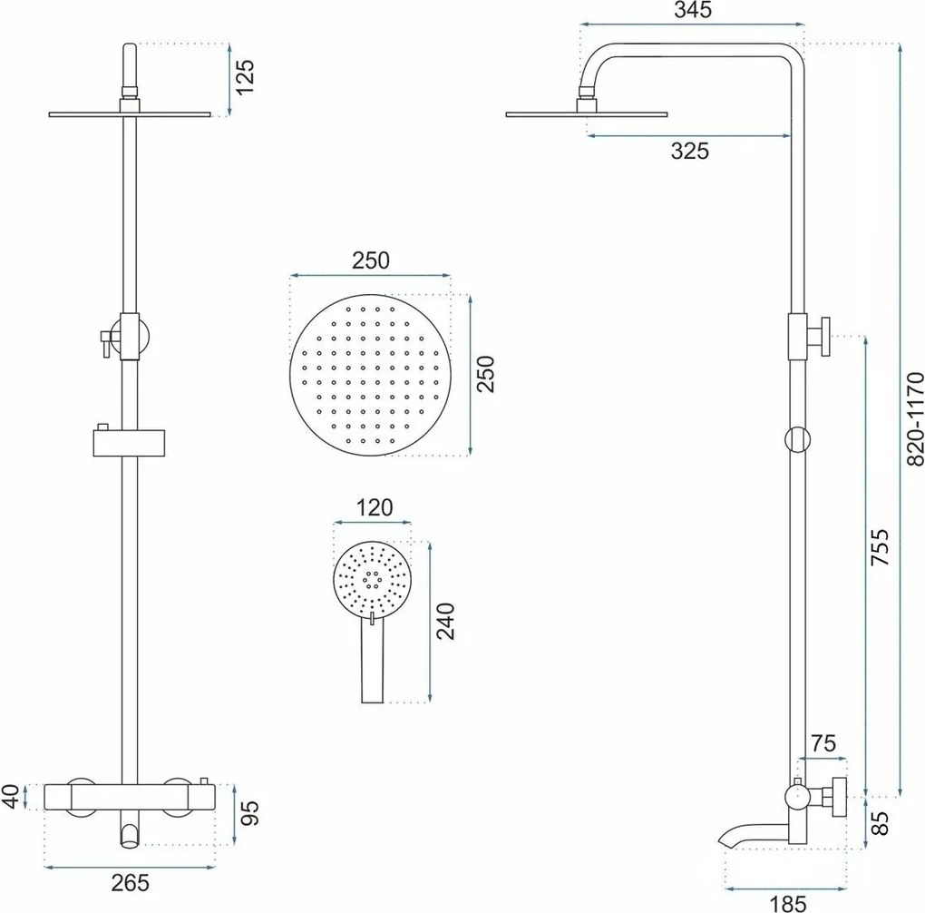 Rea Lungo, zuhanygarnitúra termosztatikus csapteleppel, rózsaszín arany, REA-P6606