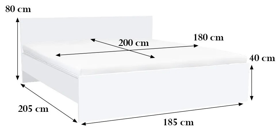 Miami franciaágy ágyneműtartó nélkül 180x200 cm fehér-fehér