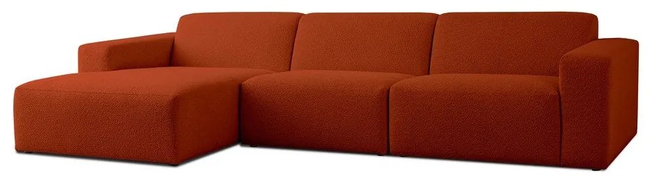 Téglavörös buklé sarokkanapé (bal oldali) Roxy – Scandic