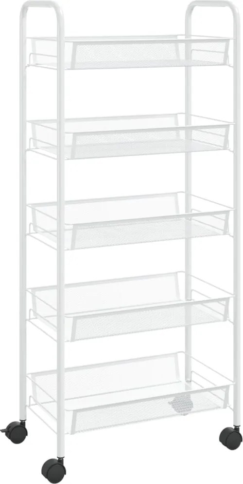 vidaXL 5 szintes fehér vas konyhai kerekes kocsi 46 x 26 x 105 cm