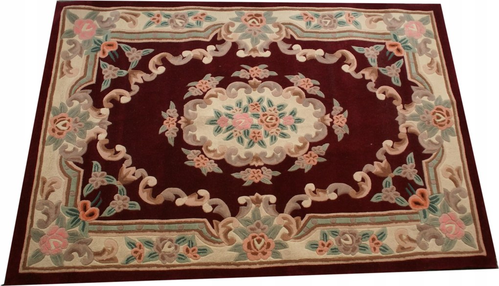 Aubusson gyapjú szőnyeg 150x220 bordó