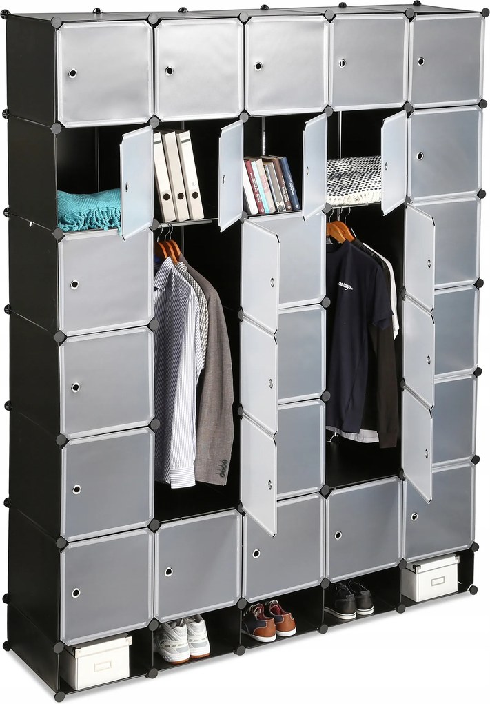 Relaxdays szekrény 10024527_46 180 x 234 x 46,5 cm gyöngyházfekete,