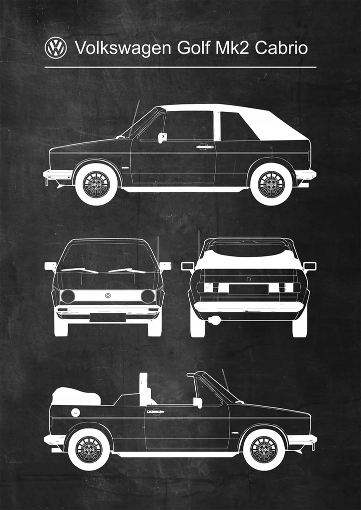 Poszter Volkswagen Golf Mk2 Cabrio Retro Patent
