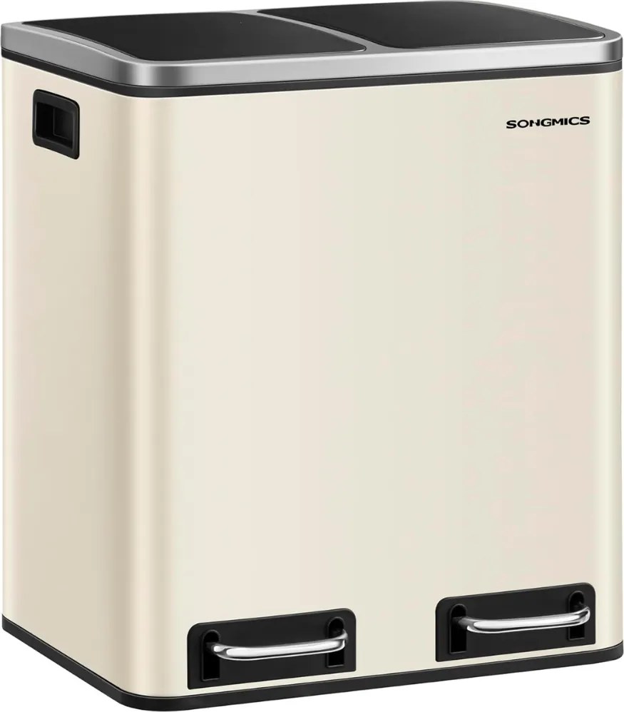 SORT hulladékgyűjtő tartály 30l (2×15l), bézs/ezüst/fekete SongmicsHome