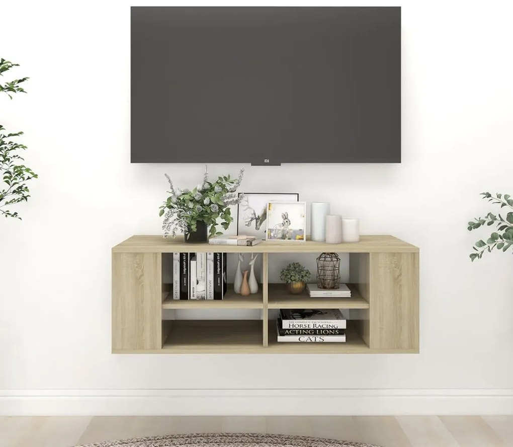 sonoma tölgy szerelt fa falra szerelhető TV-szekrény