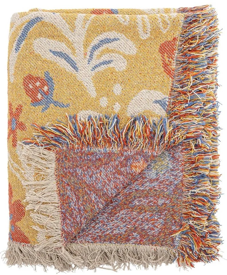 Sárga újrahasznosított pamut takaró 130x160 cm Reims – Bloomingville