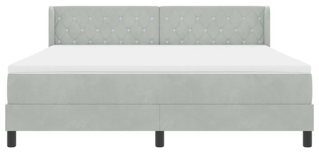Boxspring Ágy Mattal Világosszürke 180x200 cm Bársony