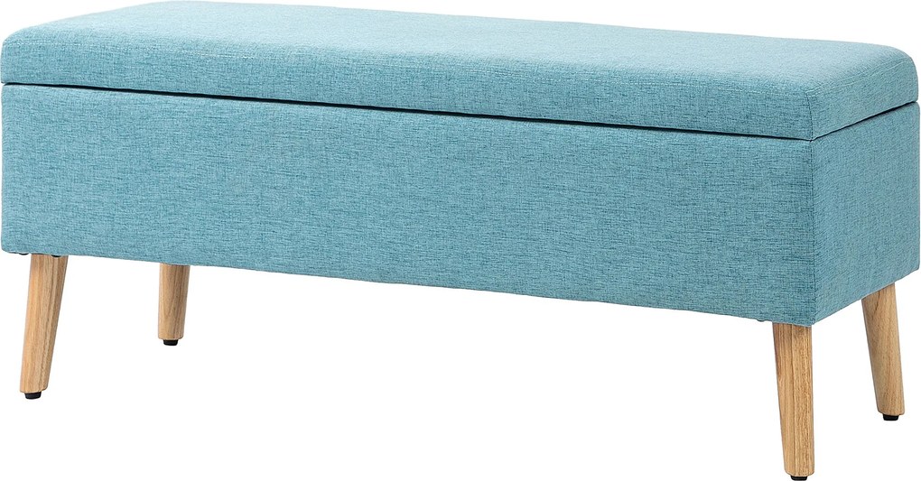 HOMCOM Tároló Pad Kárpitozott Pad Vászon Hatású, Ágy Pad Fa Lábakkal, Tároló Pad Nappaliba, Hálószobába, Előszobába 110 x 39 x 45 cm, Kék | Aosom