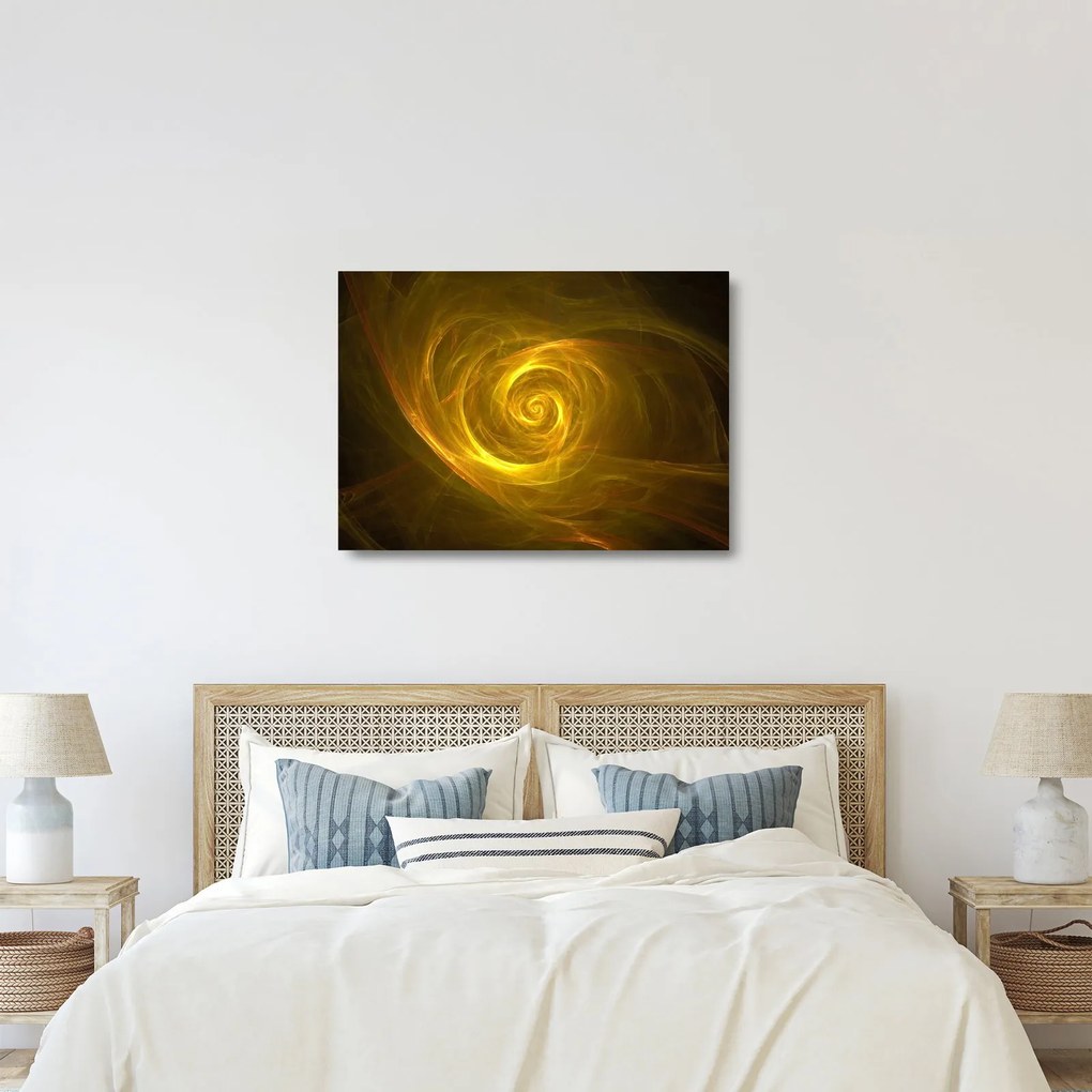 Absztrakt sárga spirál képe (üvegen) (70x50 cm)