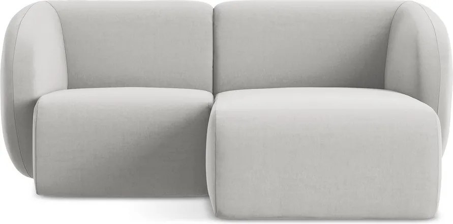 Világosszürke bársony sarokkanapé (jobb oldali-heverő résszel) Lani – Makamii