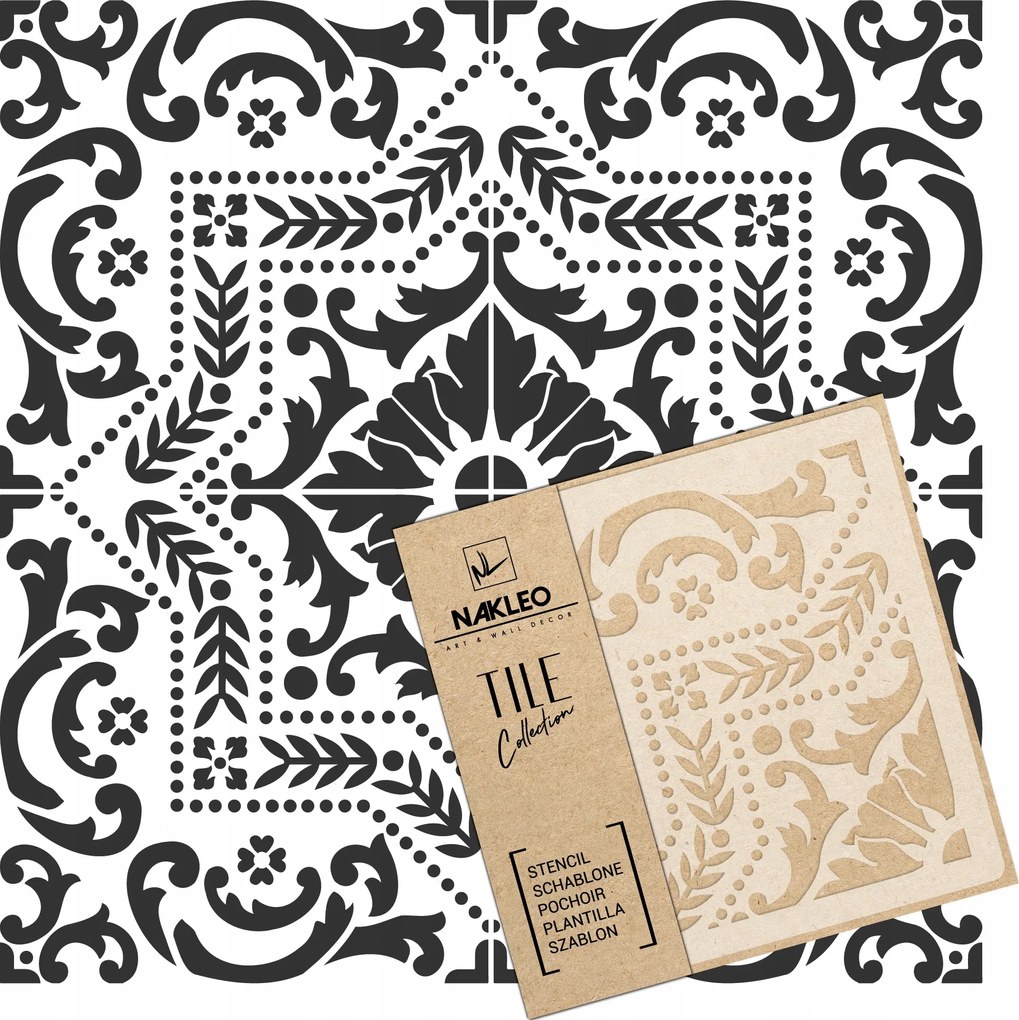 Festősablon Csempe Csempék Többször felhasználható 15x15cm Minta Geometria Pinela