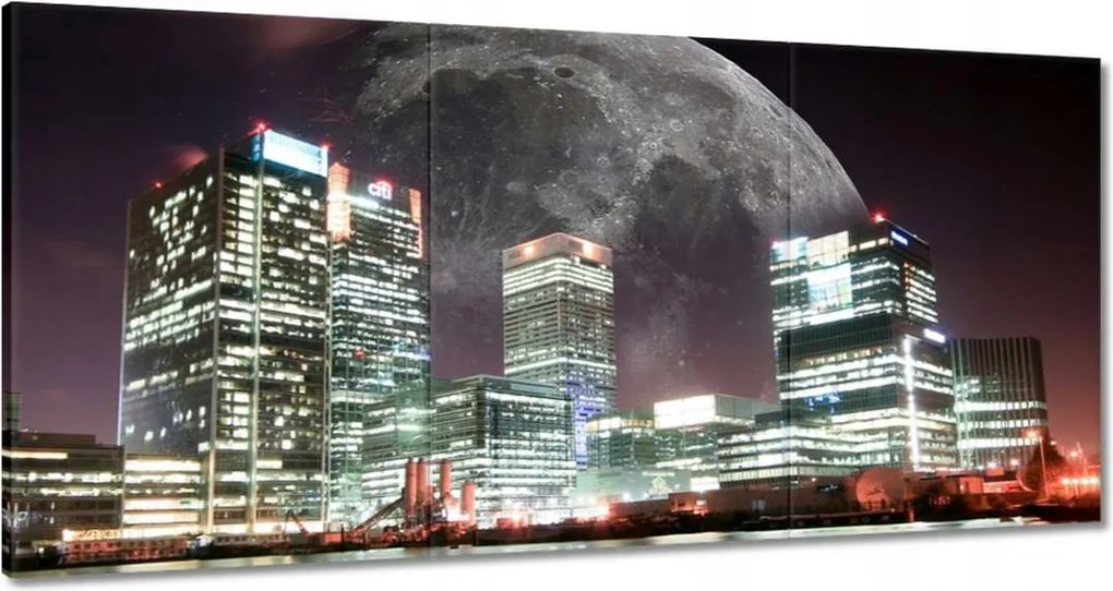 Vászonkép 120x60 Város éjszaka Hold