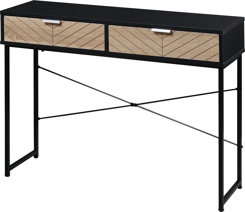 HOMCOM Keskeny Konzolasztal Bejárati Konzolasztal 2 Fiókkal Faragott vonalakkal Modern Stílusban Hallba, Bejáratba, Nappaliba, Hálószobába 100x30x75 c