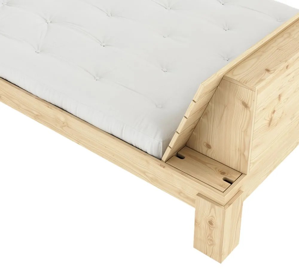 Natúr színű borovi fenyő franciaágy ágyráccsal 160x200 cm Layers – Karup Design