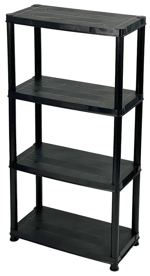 Fekete műanyag polcos tároló állvány 61x130 cm – Addis