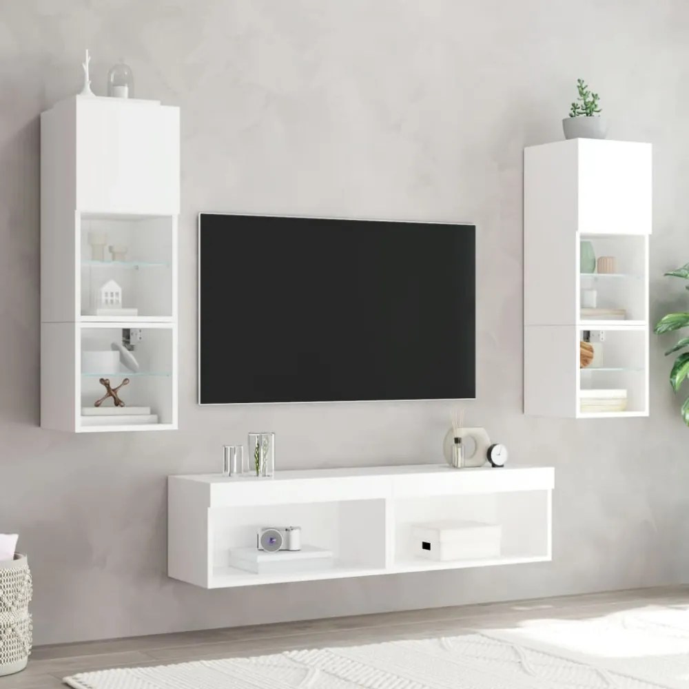 fehér TV-szekrény LED-világítással 60 x 30 x 30 cm