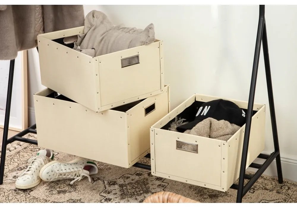 Bézs karton tárolódoboz szett 3 db-os Ture – Bigso Box of Sweden