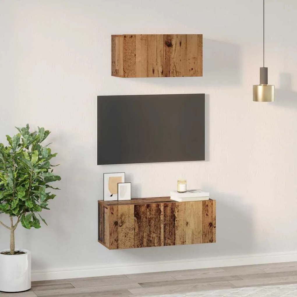 TV szekrény garnitúra 2 pcs Régi fa 80 x 30 x 30 cm Faanyag
