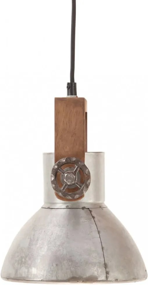 Ezüstszínű kerek ipari függőlámpa 25 w 19 cm e27