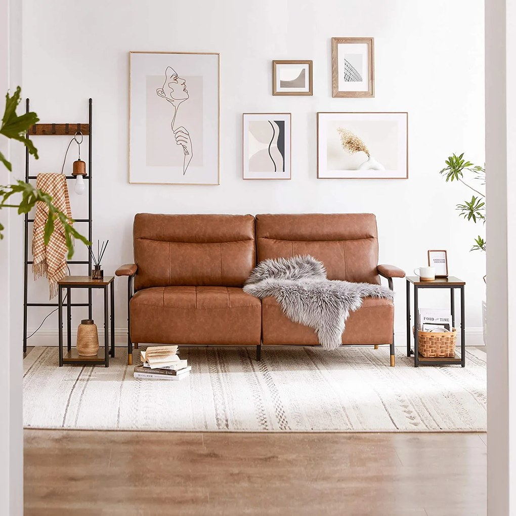 Éjjeliszekrény, oldalsó asztal szett 2 db-os vintage barna-fekete