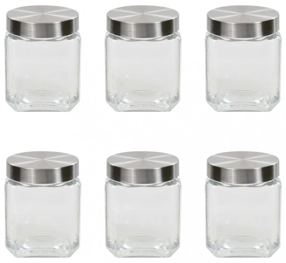 6 db tárolóedény ezüstszínű fedéllel 1200 ml