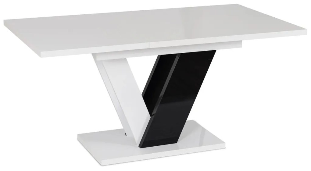 Magasfényű Étkezőasztal Fehér/Fekete Színben. CLARK 120-160 cm