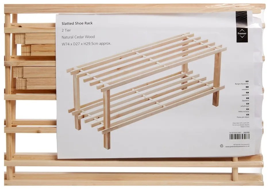 Natúr színű jegenyefenyő cipőtartó – Premier Housewares