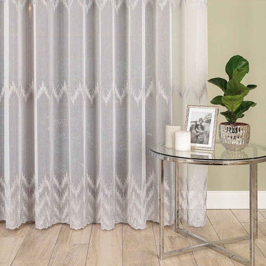 Mg Hímzett függöny szürke csillogással 127337, 200x250cm, varrott szalaggal