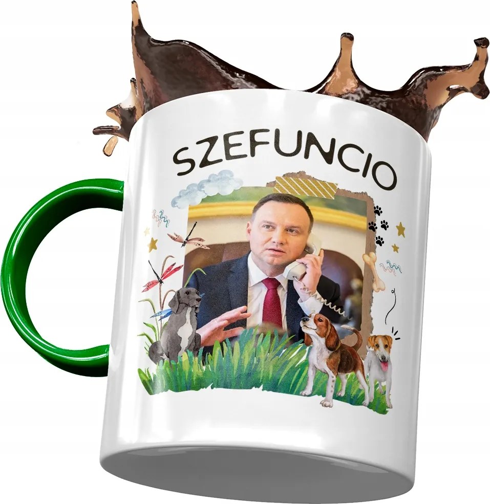 Bögre Zöld András Duda PiS elnök Ajándék Nyomtatott Fotóval