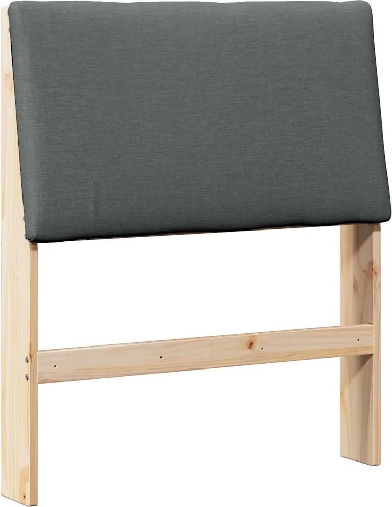 vidaXL Kárpitozott fejtámla Sötétszürke 80 cm Tömör fenyőfa