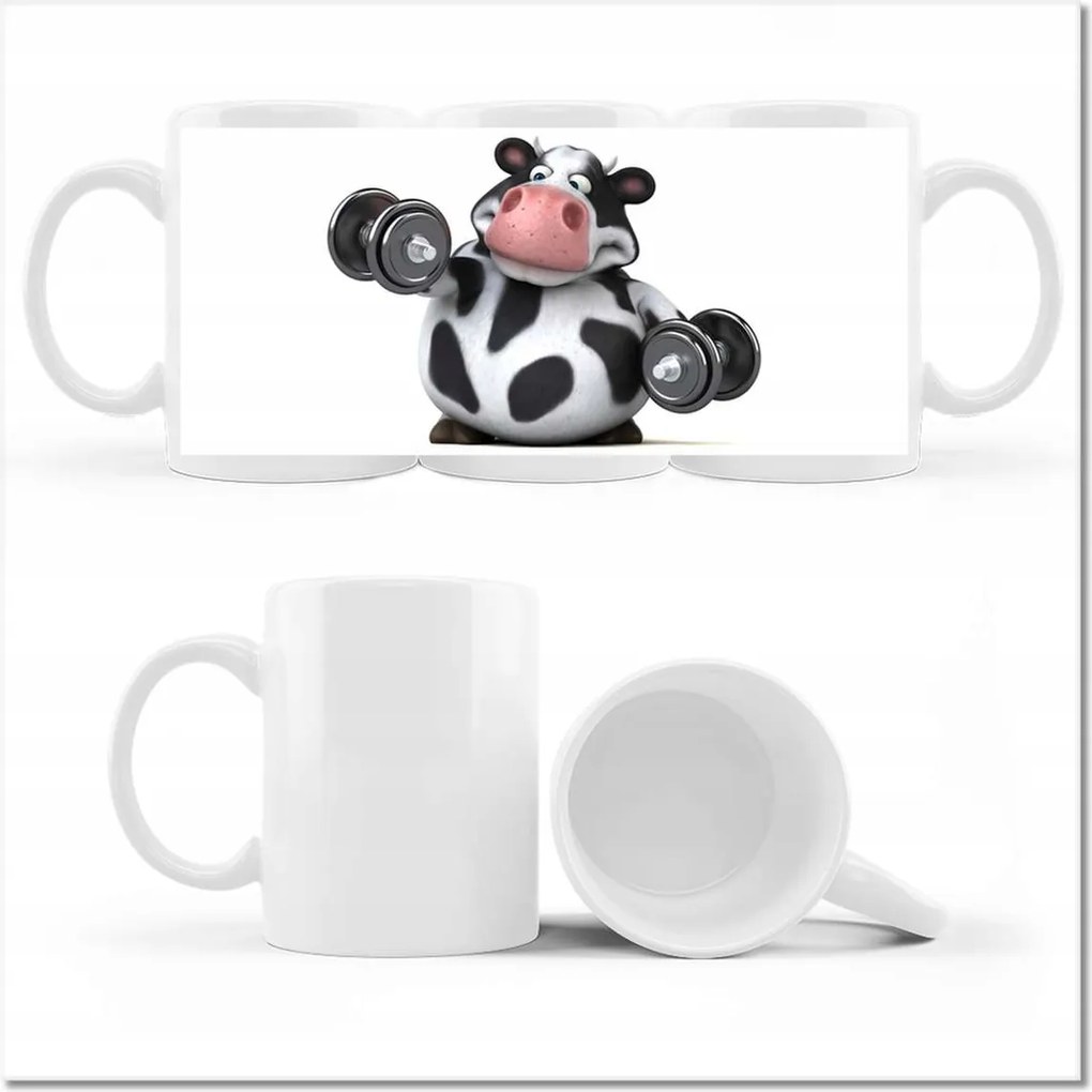 Fényképes bögre Zsíros tehén az edzőteremben