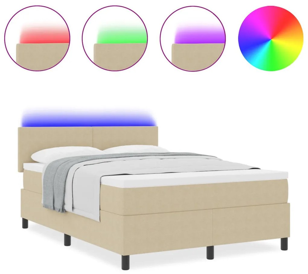 Boxspring Ágy matraccal és LED világítással Zöld Szürke 140x200 cm Bársony Szövet