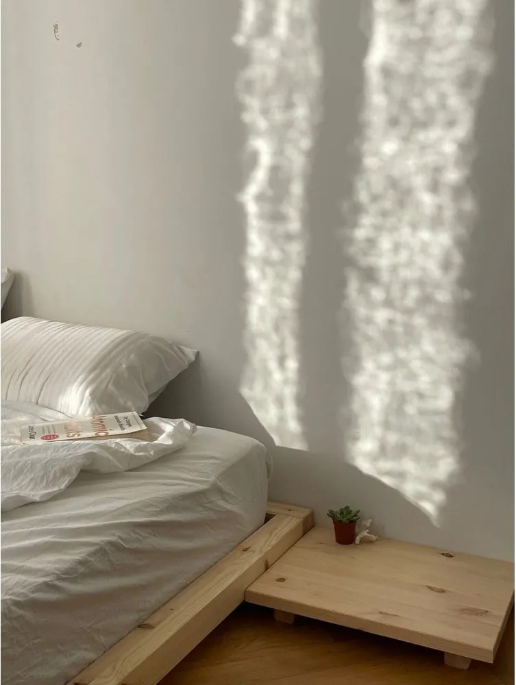 Natúr színű borovi fenyő franciaágy ágyráccsal 140x200 cm Dock – Karup Design