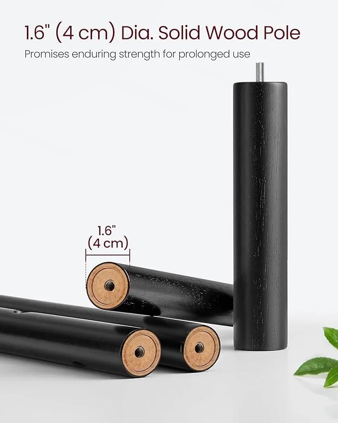 Álló tömörfa ruhafogas magassági beállítással fekete színben