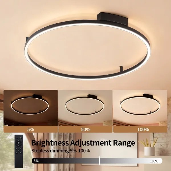 Brilagi - LED Fényerőszabályozható lámpatest PORTOFINO LED/60W/230V átm. 80 cm fekete + távirányító