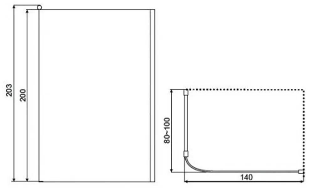 Zeta 140x200 cm Walk-In zuhanykabin