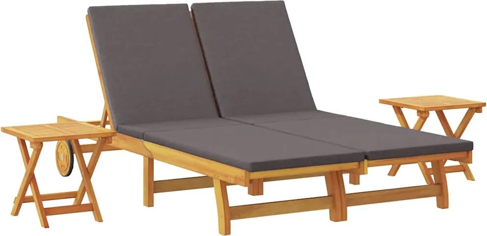 vidaXL Napozó párnával Sötétszürke Tömör Akácfa