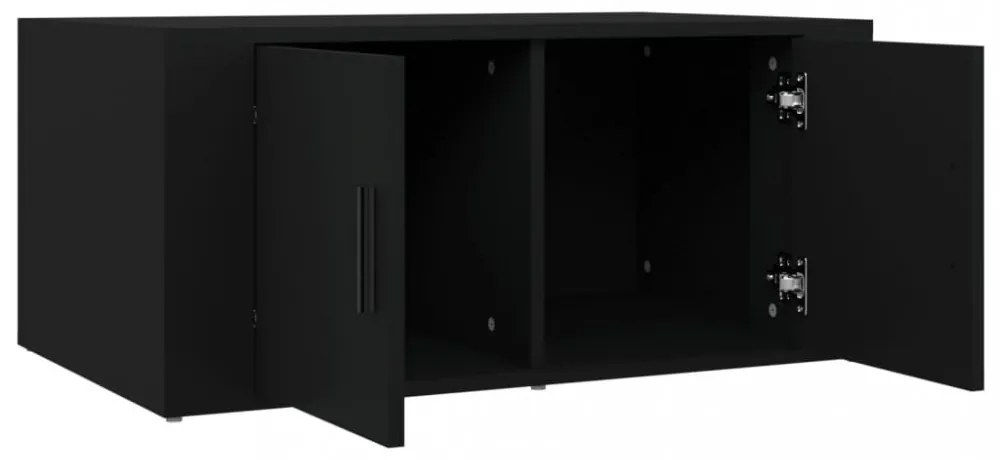 fekete szerelt fa dohányzóasztal 80 x 50 x 36 cm