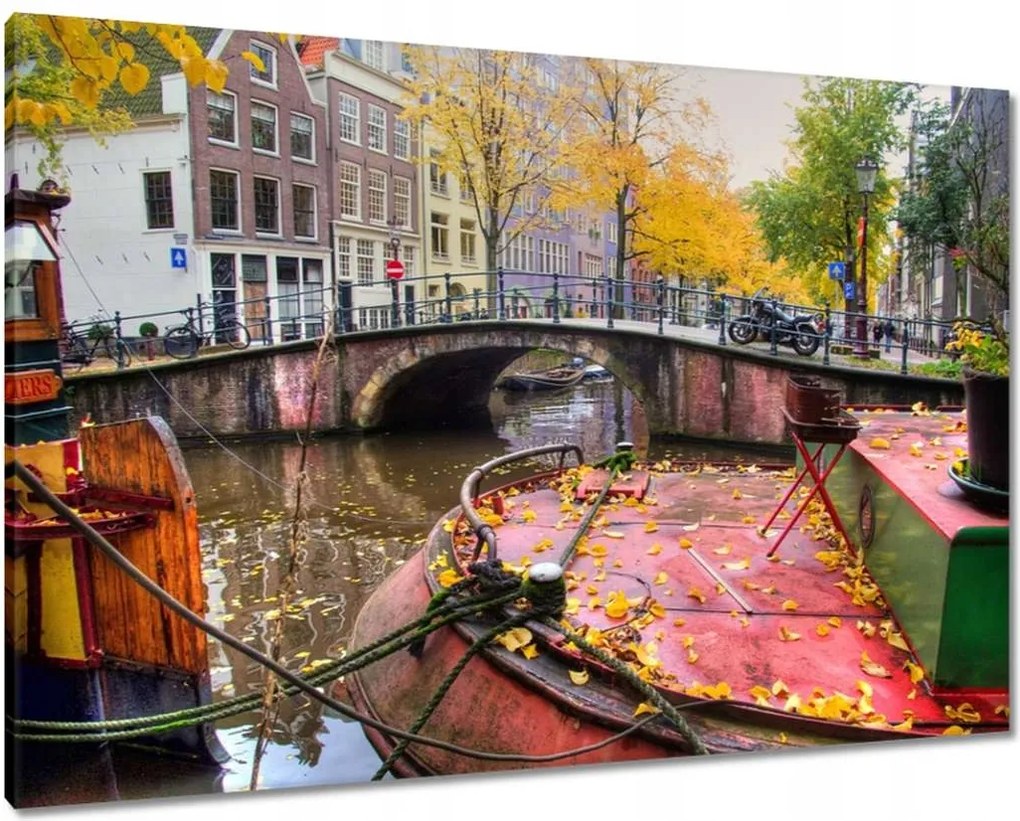 Vászonkép 100x70 Rózsaszín híd Amszterdam