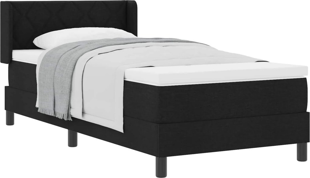vidaXL Boxrugós ágy matracmal Fekete 190 x 90 cm Poliészter