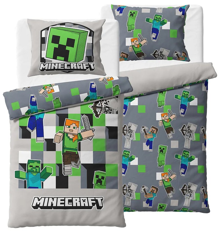 Minecraft gyerek ágyneműhuzat Fedezd fel a világod, 140 x 200 cm, 70 x 90 cm