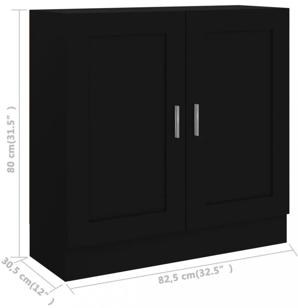 fekete szerelt fa könyvszekrény 82,5 x 30,5 x 80 cm