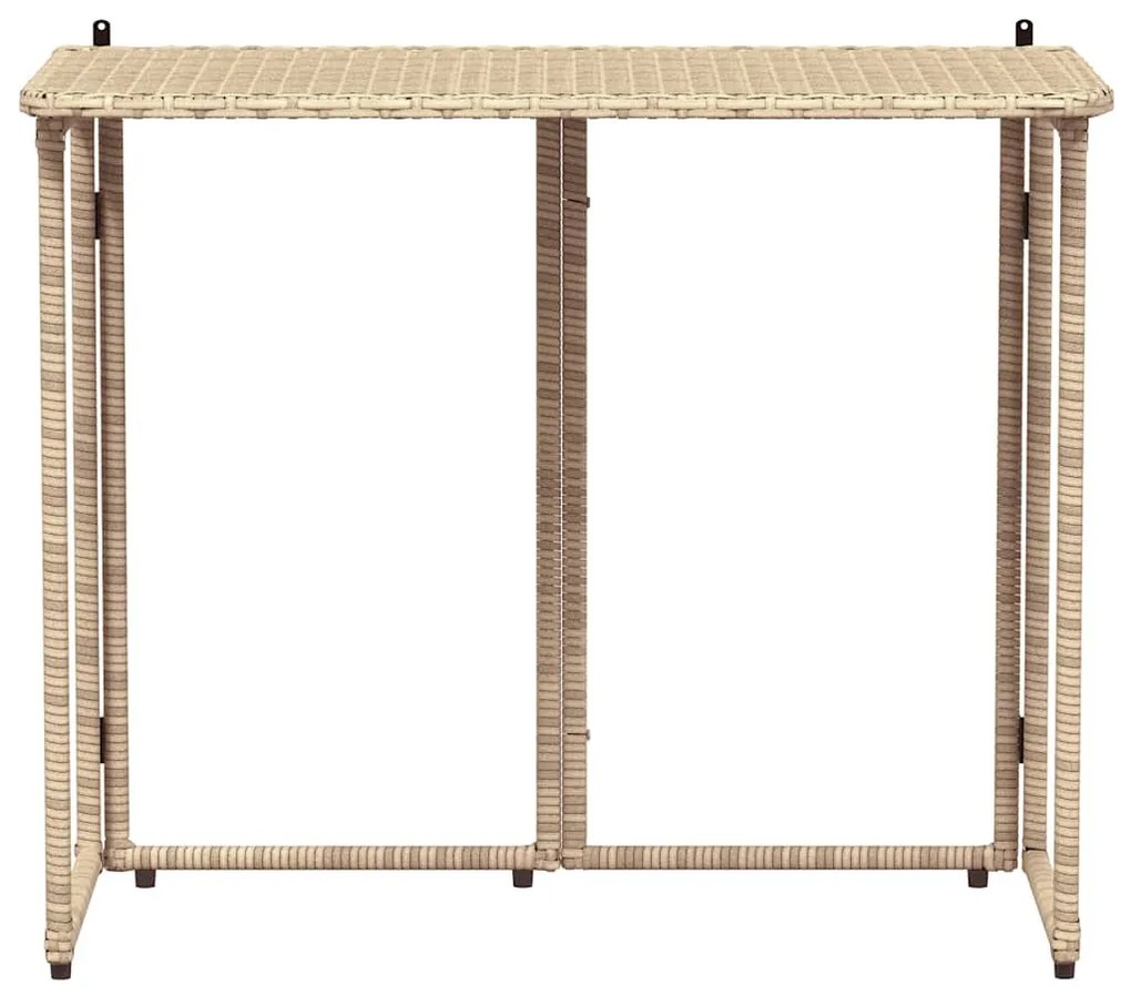 bézs polyrattan összecsukható kerti asztal 90x51x75 cm