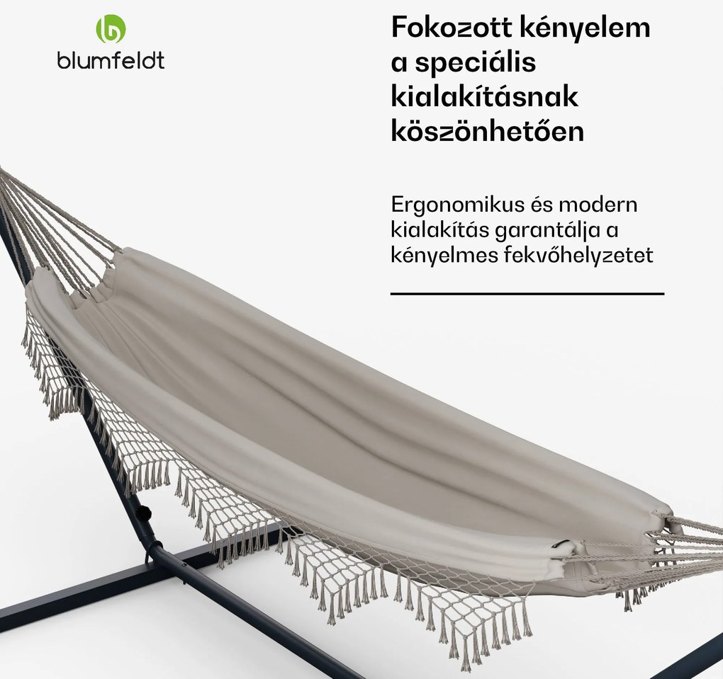 SwayStation Boho függőágy, 320 x 116 cm, időjárásálló, rozsdamentes, rozsdamentes