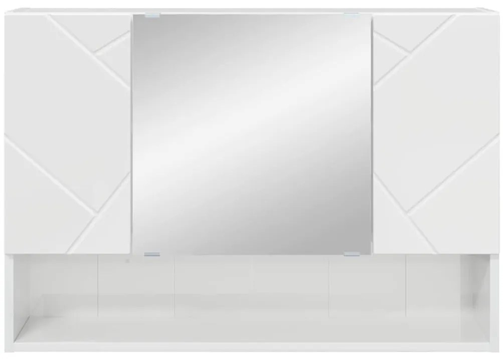 Fürdőszobai tükörszekrény Magasfényű fehér 80 x 17 x 55 cm