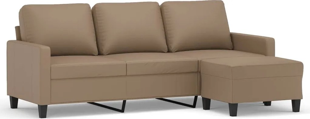 vidaXL 3 személyes kávészínű műbőr kanapé lábtartóval 180 cm