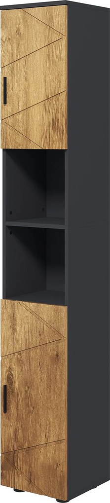 kleankin Fürdőszobai Tároló Osztályozó Szekrény 2 Ajtóval Állítható Polccal 2 Niche Fürdőszoba Szekrény 30 x 30 x 183 cm Sötét Tölgy | Aosom