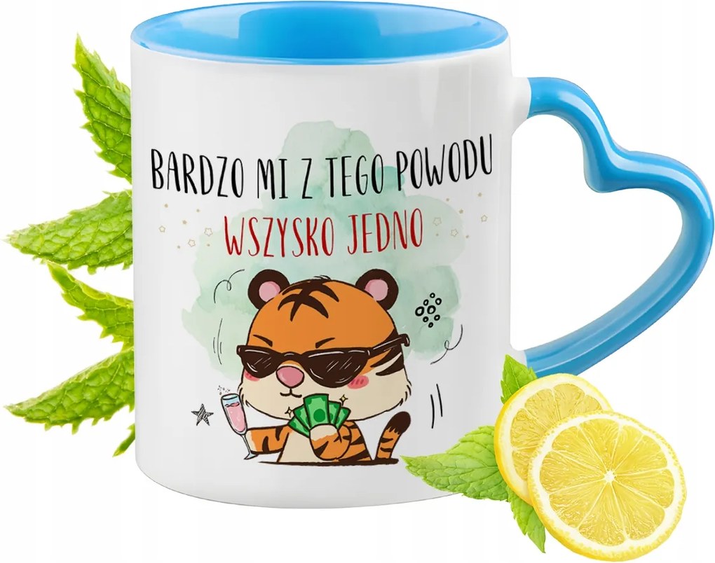 Tigris Kék Bögre Szív Alakú Füllel Ajándék