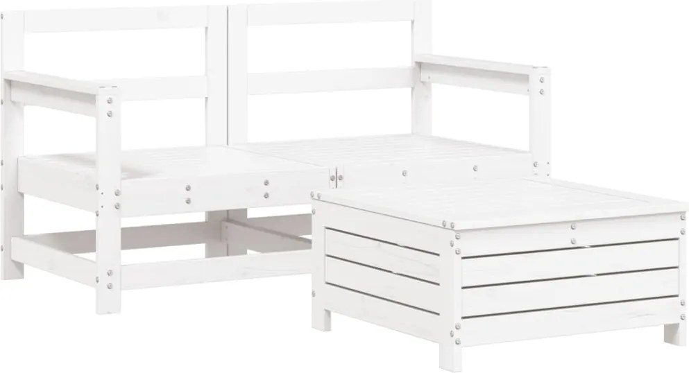 vidaXL fehér 3 részes tömör fenyőfa kerti kanapészett